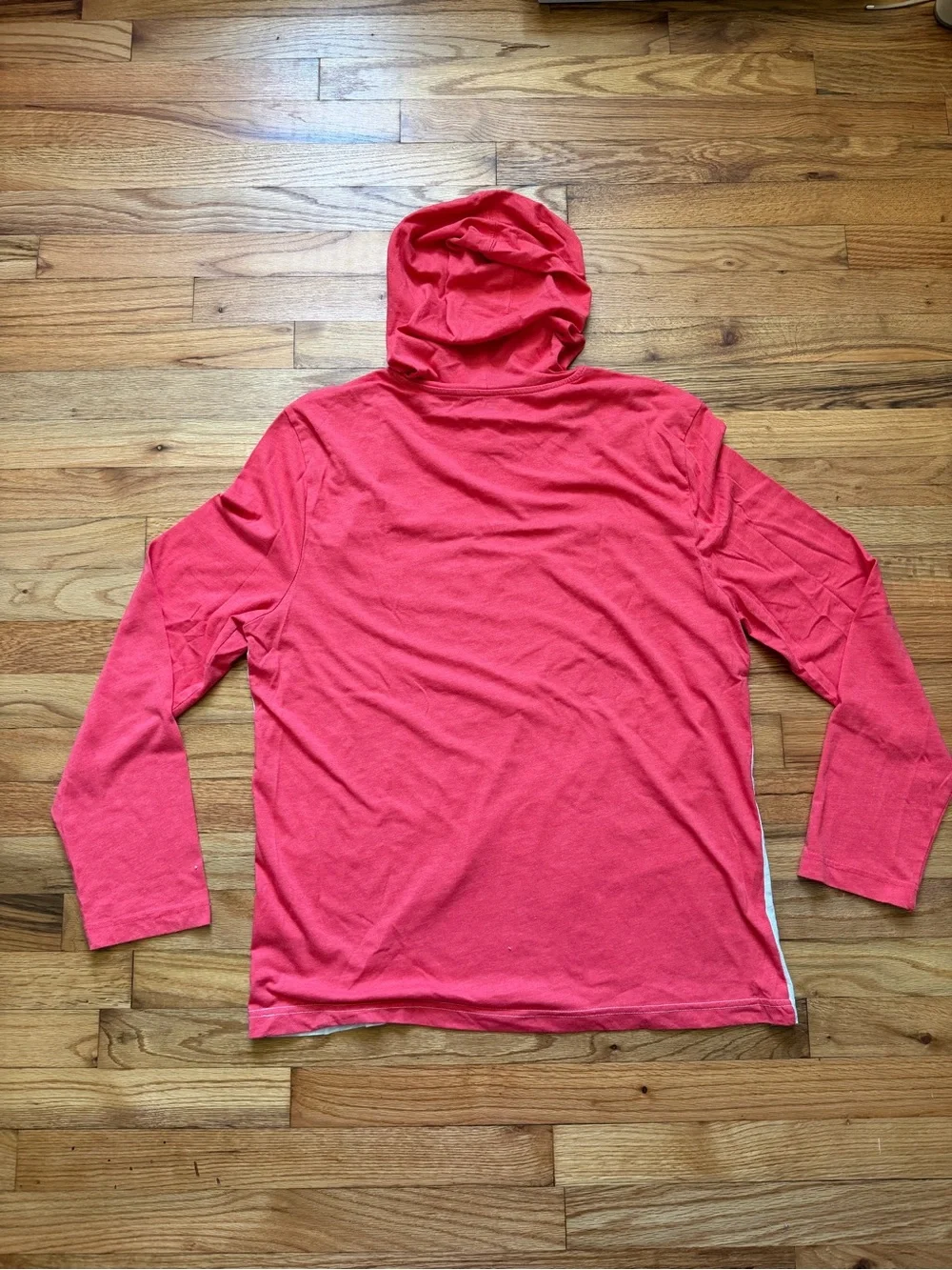 Hurley Men’s Heathered Red and Grey Two-Tone Pullover Hooded Sweater